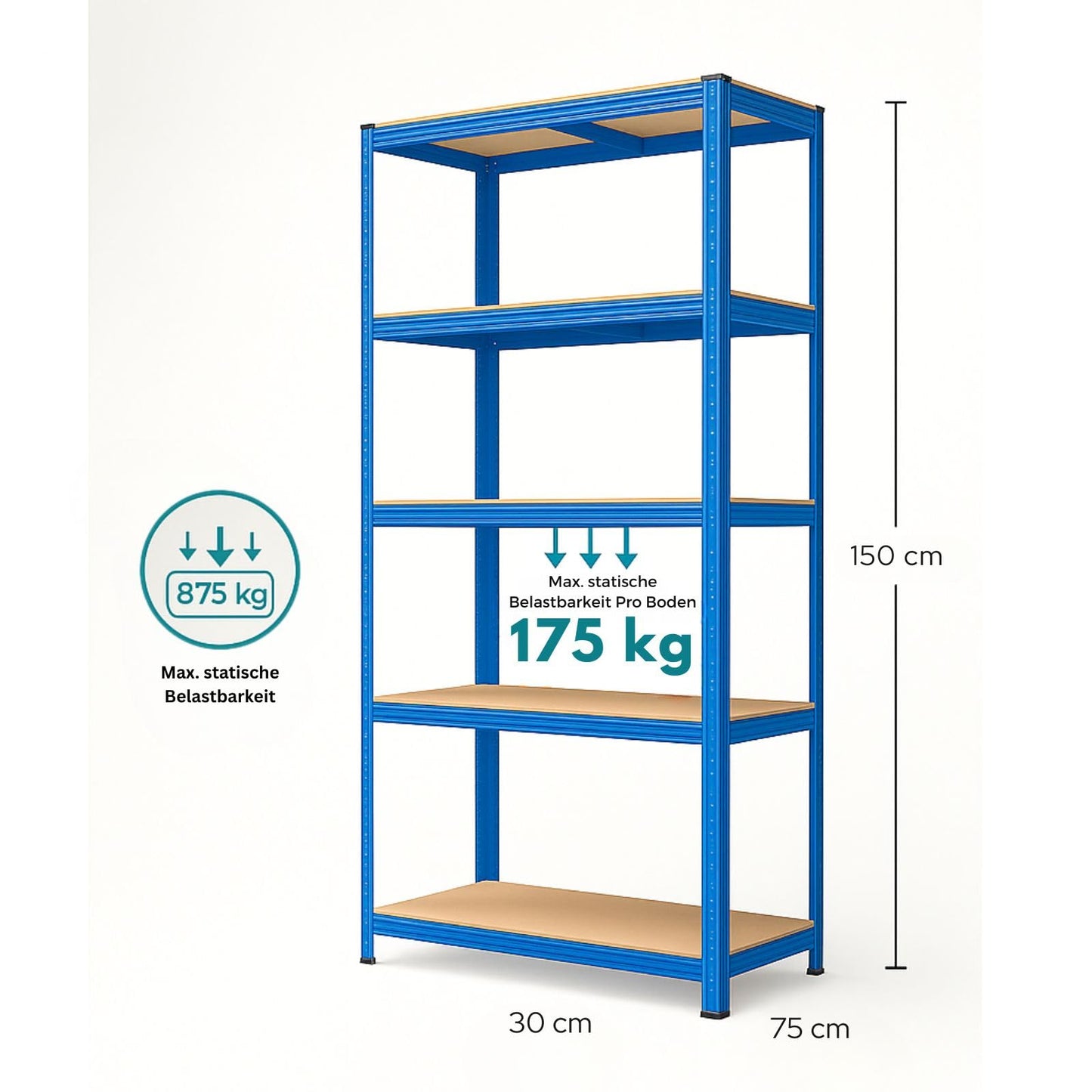 OfficeMarshal Double Pack Heavy Duty Shelves Black, 180 x 90 x 40 cm, Boltless Shelf, Storage Shelf, Standing Shelf, Plug-In System, Can be Assembled without Tools (Lakota)
