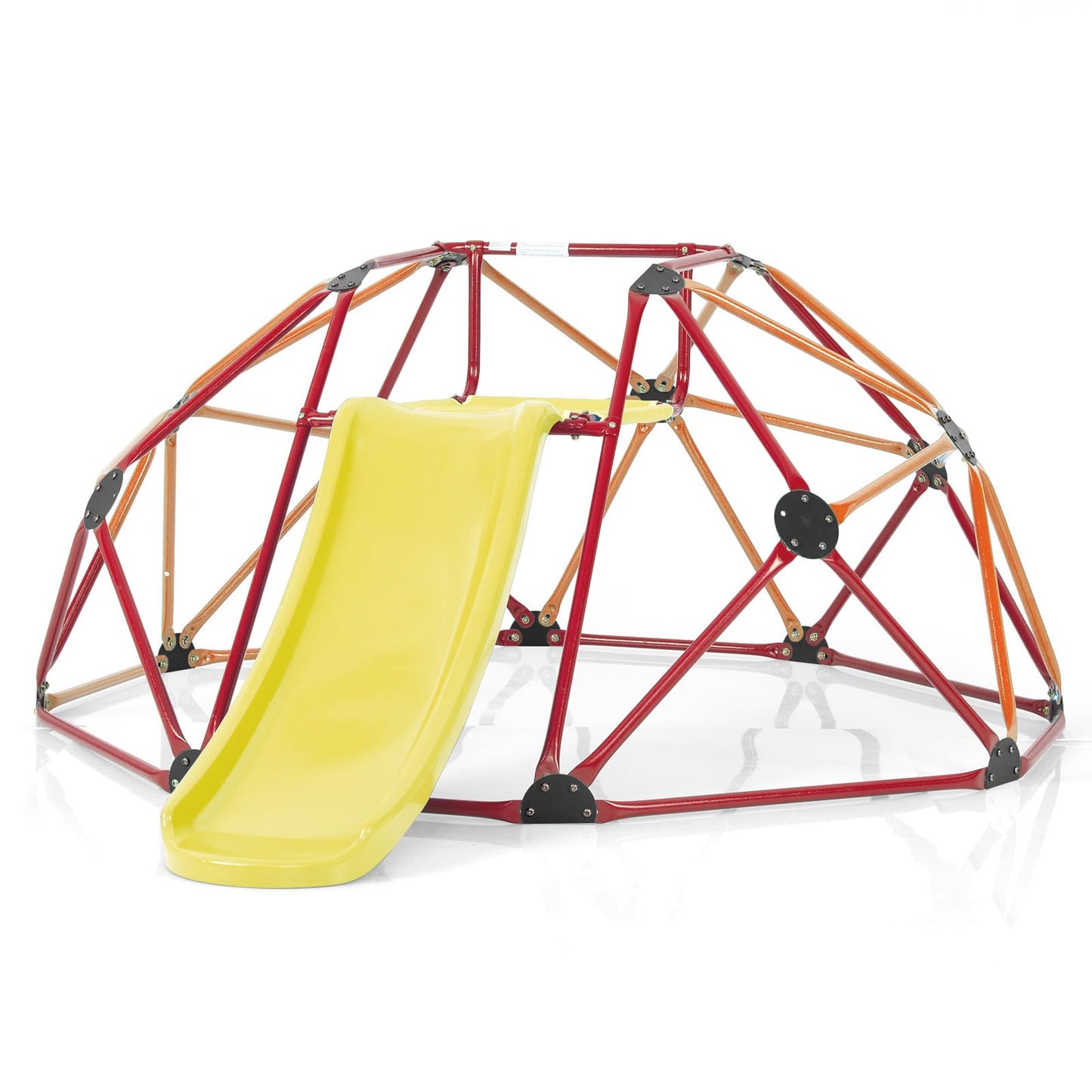 COSTWAY Climbing Dome with Slide, Dome Climbing Frame with Fabric Platform, 180 kg Load Capacity, Outdoor & Indoor Playground for 3-10 Years, Ideal for Gym, Backyard, Garden