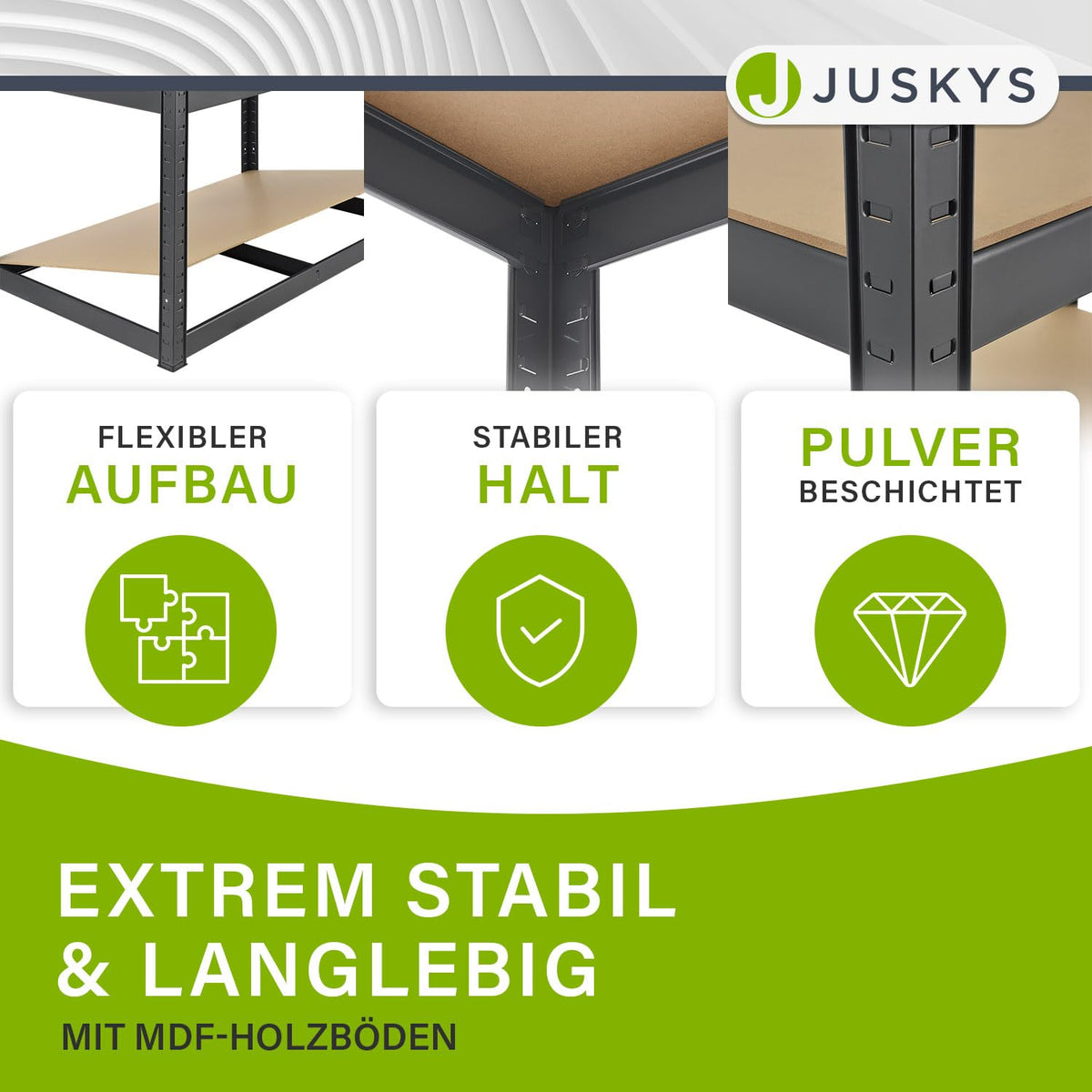 Juskys Set of 2 Basic Storage Shelves, 2 x 180 x 90 x 40 cm (H x W x D) - 1750 kg - 10 Shelves - Heavy Duty Shelving Unit Metal Cellar Shelving System Shelf - Grey
