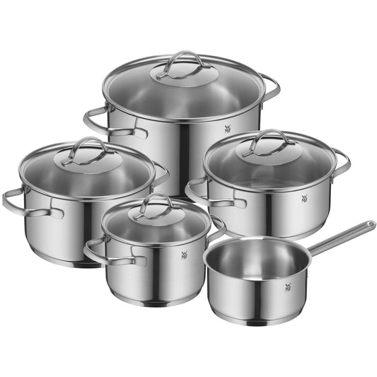 WMF Provence Plus Topfset Induktion 5-teilig, Kochtopf Set unbeschichtet mit Glasdeckel, für alle Herdarten geeignet, Induktions Töpfe Set, ohne Skalierung, Cromargan Edelstahl poliert