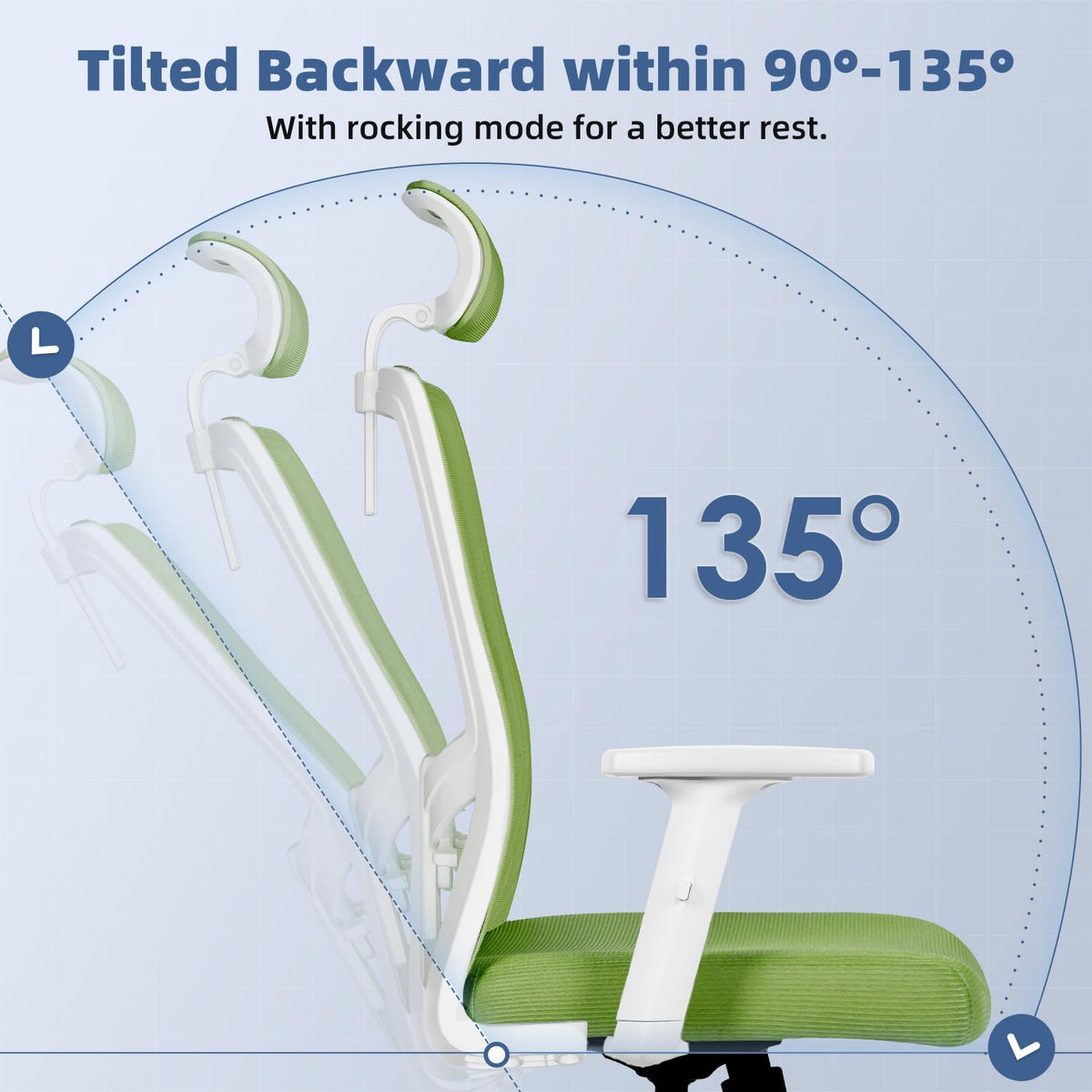 Ergonomic Office Chair with Adjustable Lumbar Support, Armrests and Headrest, Swivel Office Chair 150 kg, Desk Chair, Executive Chair, Rocker Function up to 135°