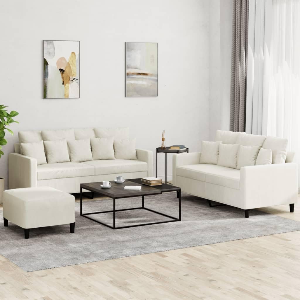 Willood 3-TLG. Sofagarnitur mit Kissen Dunkelgrau Samt,Sofa geeignet für Wohnzimmer, Sofa Set, mit Armlehnen und Kissen