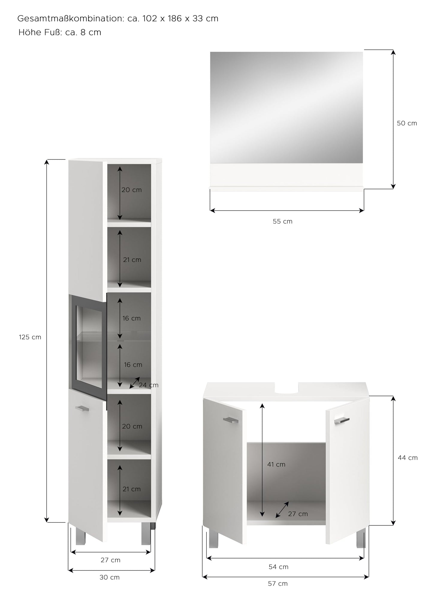 Boston Bathroom Cabinet, Standing Wall Cabinet, Hanging Cabinet, Wall Cabinet, Sonoma Oak Wood, Approx. 30 x 80 x 29 cm, Floor Standing/Hanging Mountable