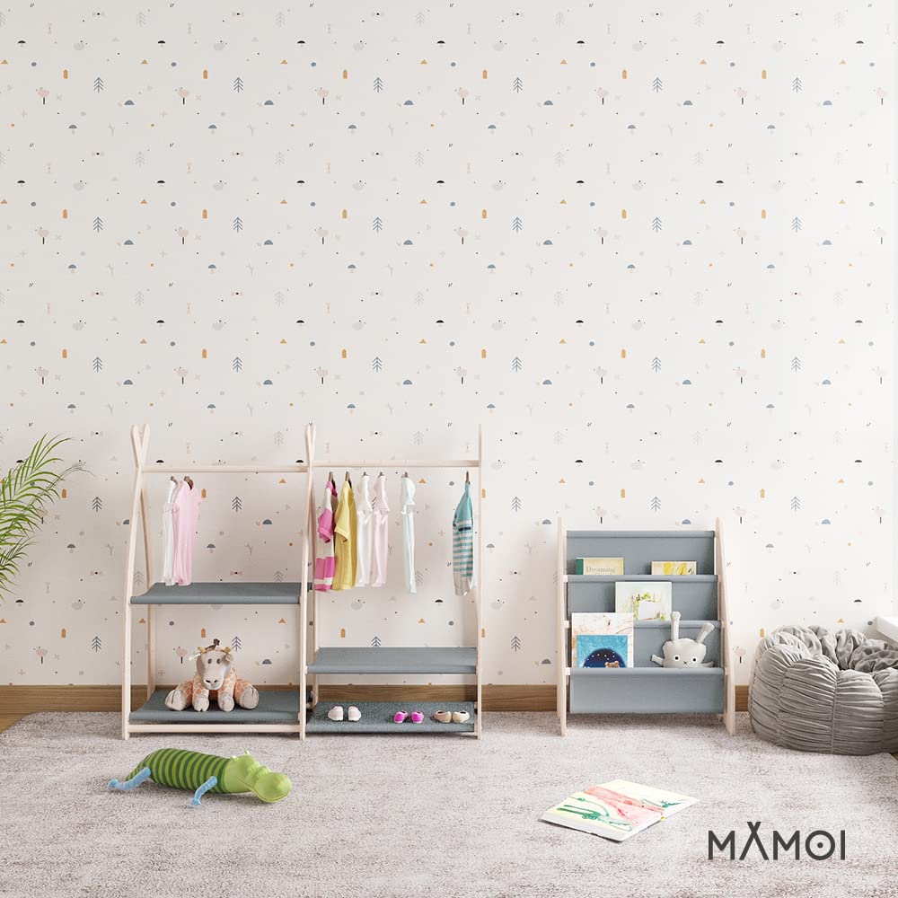 MAMOI® Children's Coat Stand 95 x 106 x 32 cm / 53 x 95 x 32 cm | Children's Wardrobe | Clothes Rail for Children | Wooden Rail | Wardrobe Wood for Children's Room | 100% Eco | Made in EU