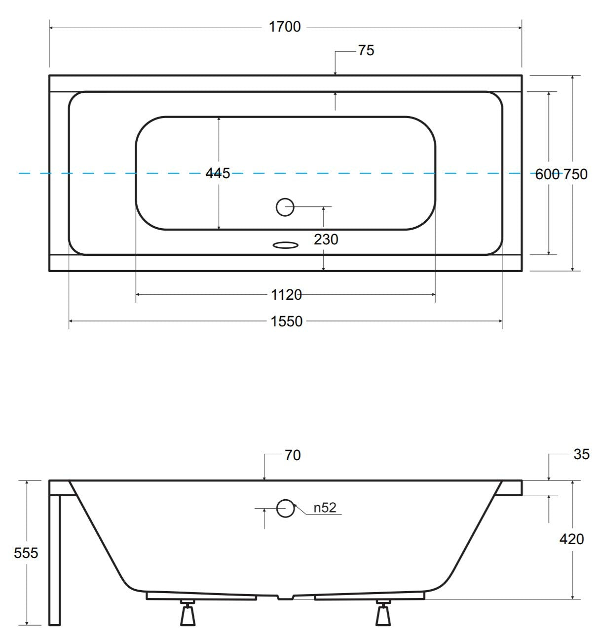 VBChome Bathtub Acrylic Set Bath Support Siphon Tub Rectangular White Design Modern Styrofoam Support Drain Fitting in Chrome Viega Simplex for 2 People