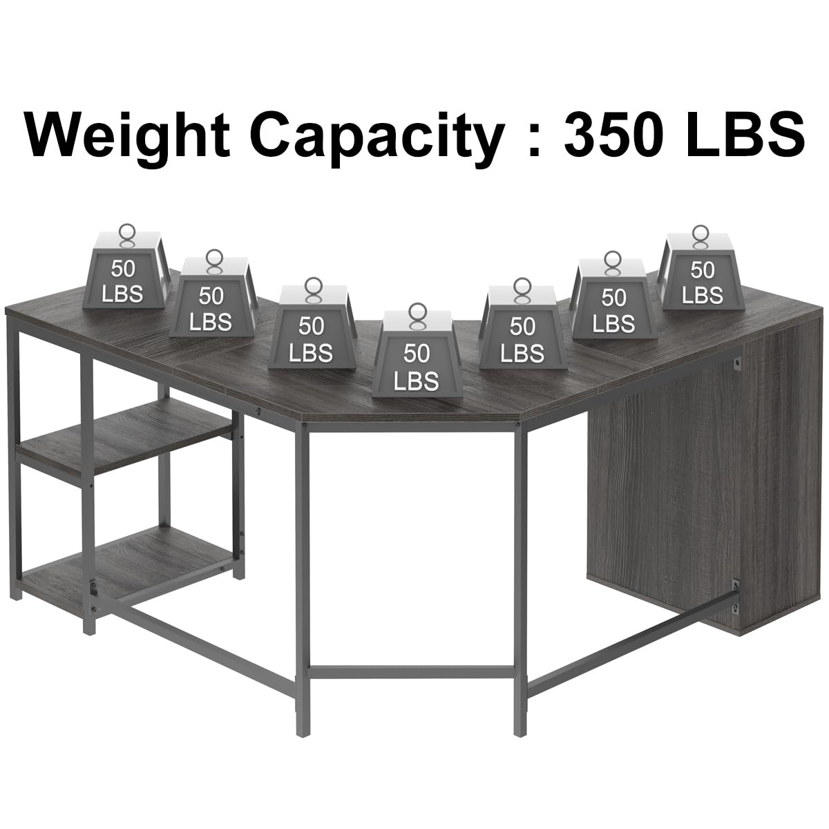 LVB White L Shaped Corner Desk with Drawers, Reversible Modern L Shaped Computer Desk with Storage Cabinets, Large L Shaped Wooden L Shaped Desk Metal L Shape