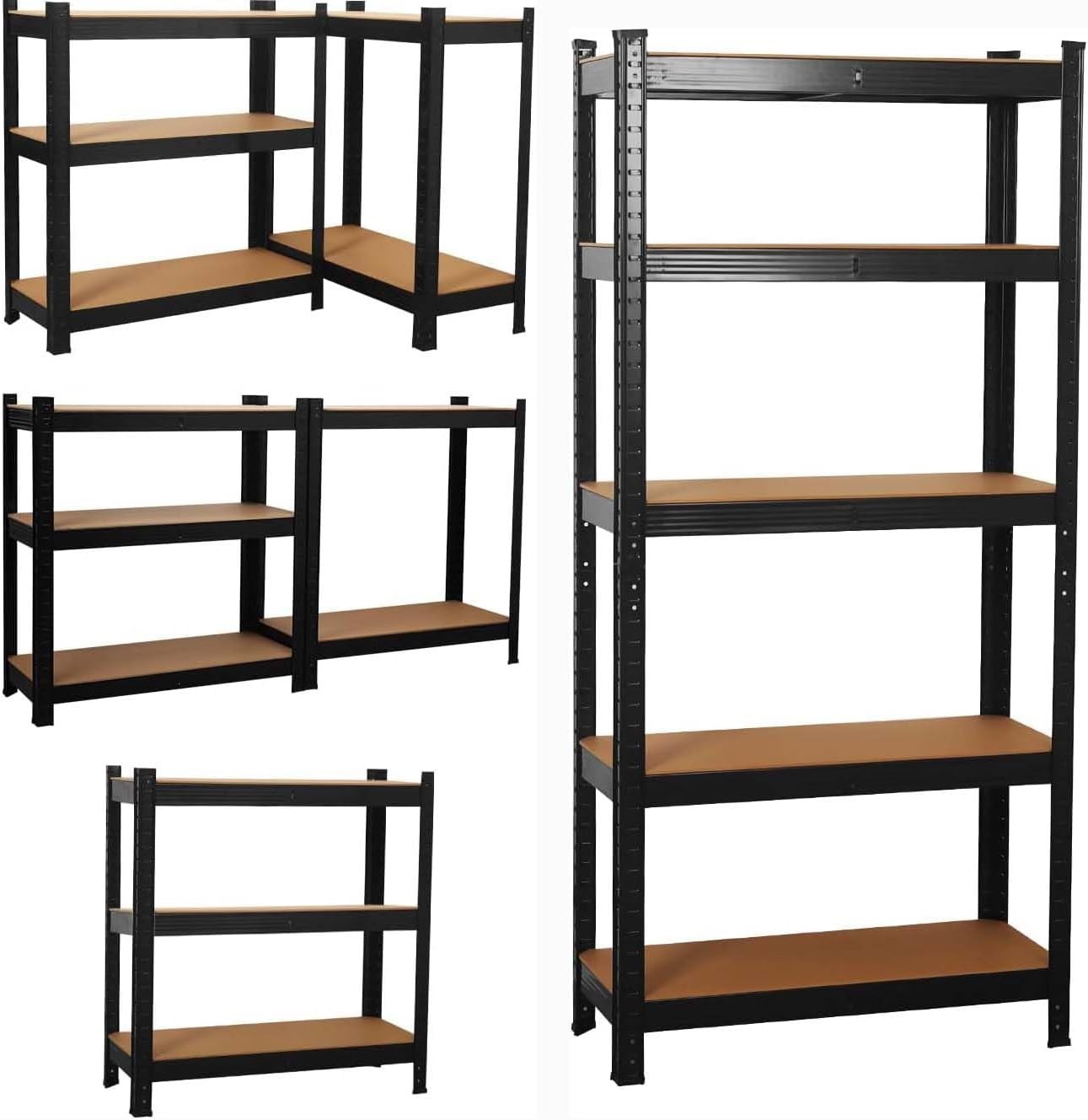 SIGNZWORLD Premium Heavy Duty Shelving Unit 150 x 70 x 30 cm, Mounting Material 875 kg Load Capacity, 5 Adjustable Sturdy Shelving MDF Panels for Storage Shelving Basement Shelving Garage Cellar Room
