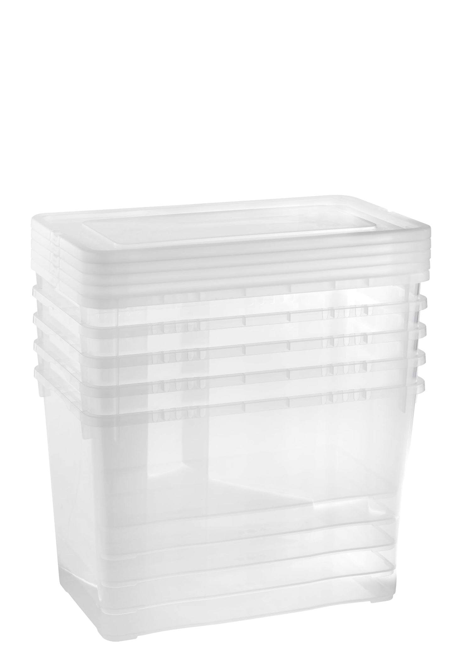 Grizzly Storage Boxes with Lid Transparent – Transparent Boxes, Stackable, with Ventilation, 5er Set, 10 l