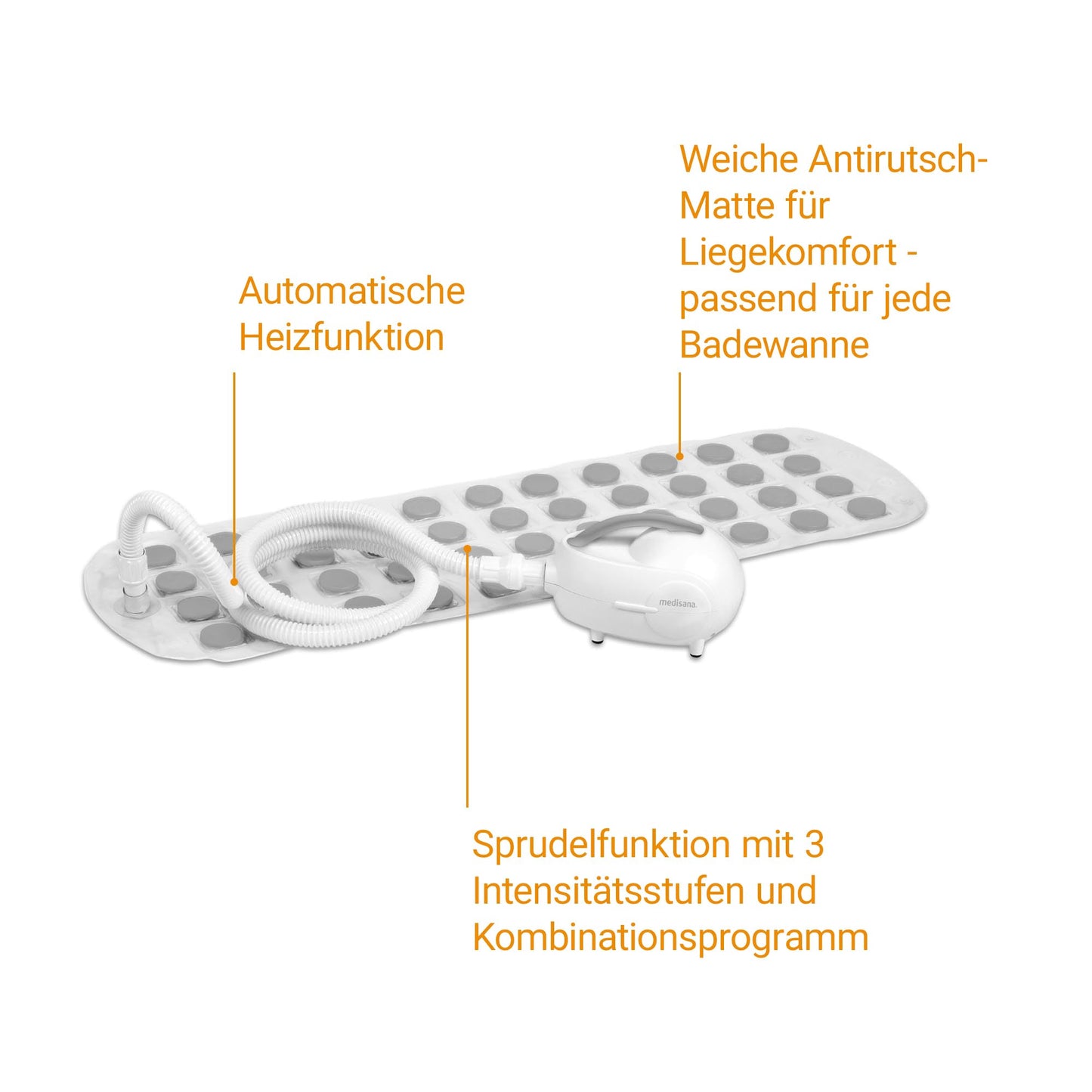 medisana BBS Bubble Bath, Bubble Mat, Bathtub, Hot Tub Mat, Includes Aroma Dispenser, 3 Intensity Levels, Timer Function, Spa for Home, Wellness