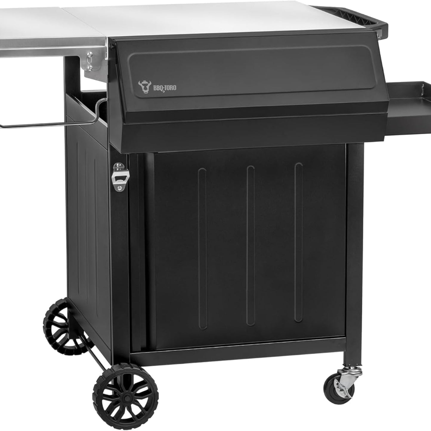 BBQ-Toro Barbecue Trolley, 100 x 73 x 91 cm, Black, Grill Table with Large Work Surface, Grill Side Table with Wheels, Outdoor Grill Trolley, Barbecue Table, Outdoor, Serving Trolley with Storage