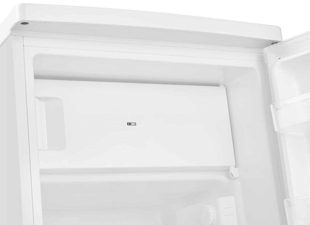 homeX Fridge without Freezer, Full-Room Fridge Small - 88 L Net Capacity, Freestanding and Compact, Table Fridge Quiet 39 dB, Fridge with LED Interior Lighting and Temperature Control, Silver