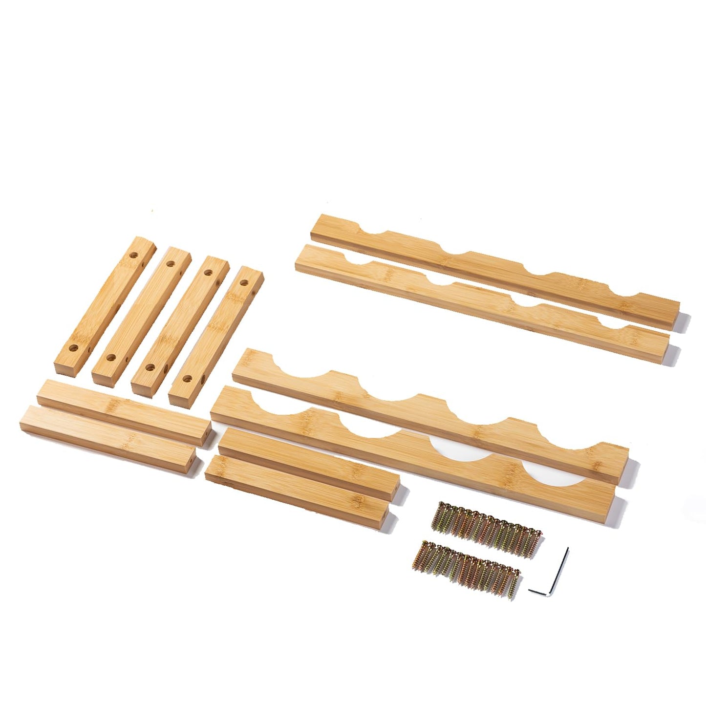 Wine Rack, Small Bottle Rack Storage Holder, Natural Bamboo Bottle Holder, Wine Bottle Shelf for Kitchen, Countertop, Cellar, Bar, Cabinet (2 Tiers, 8 Bottles)
