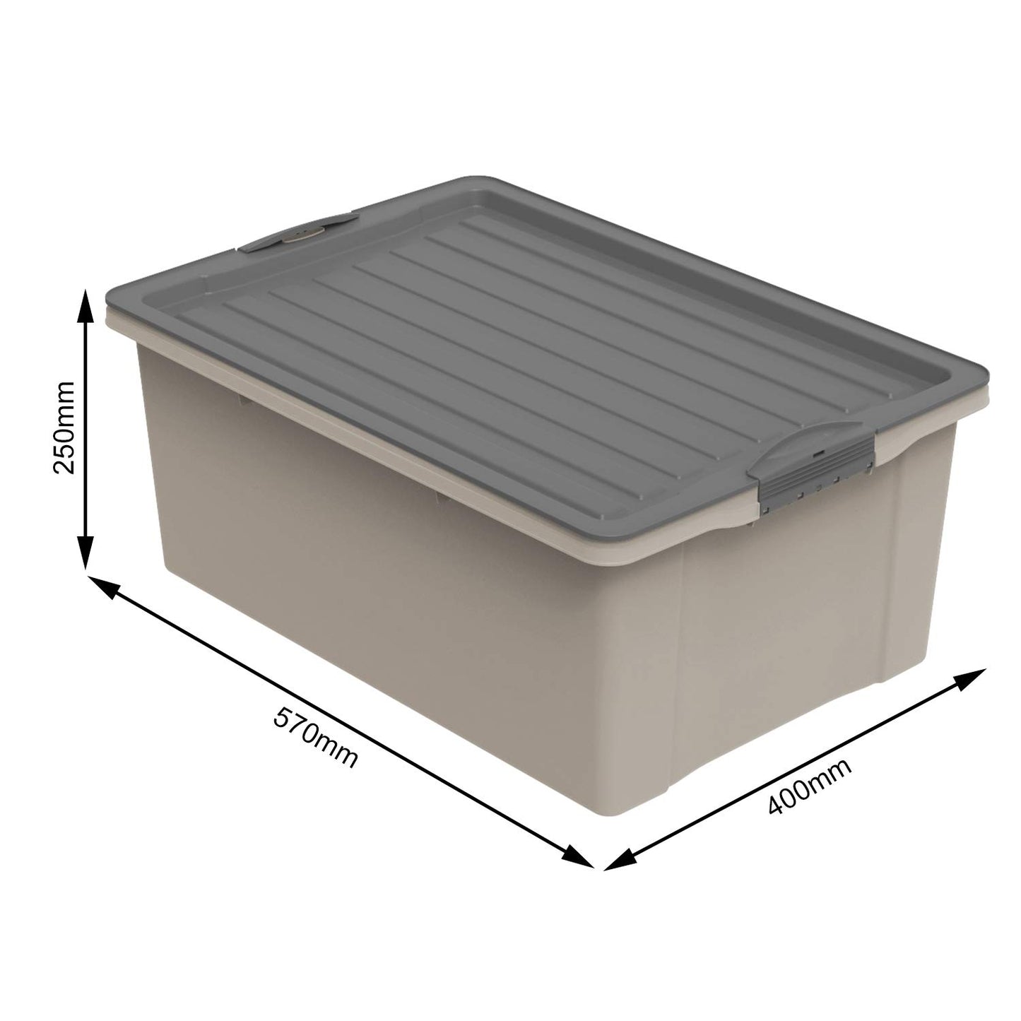 Rotho Compact Storage Box 70 L with Lid and Wheels, Plastic (PP Recycled), BPA-Free, Cappuccino/Anthracite, A3/70 L (57.0 x 39.5 x 43.5 cm)