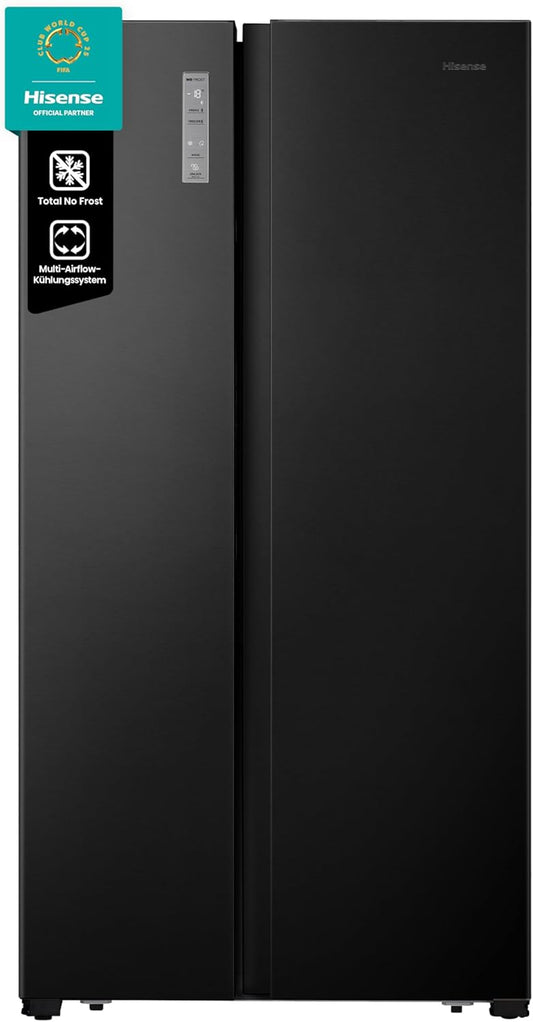 Hisense RS677N4AFC Side by Side Kühl – Gefrier - Kombination,179cm, 519 Liter Gesamtkapazität, EEK: C, LED Beleuchtung, Multi Air Flow, Inverter Kompressor, Touch Display, schwarz
