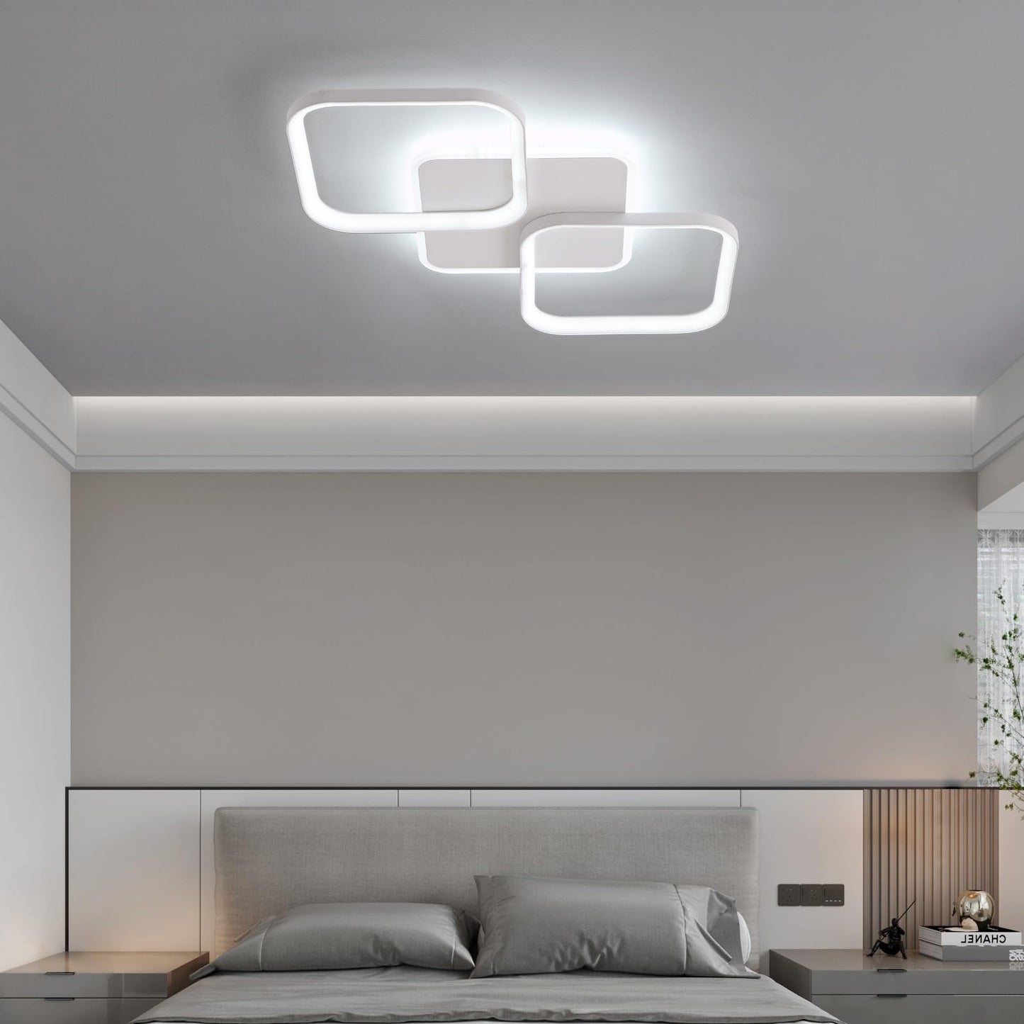 LED Ceiling Light Living Room 40 W 4500 LM with Remote Control Continuously Dimmable 2700-6500 K, Living Room Lamp with Memory Function Made of Metal for Bedroom Dining Room Hallway