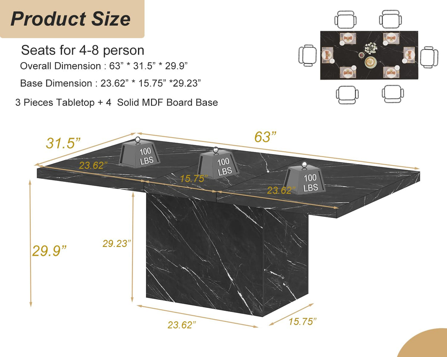 HSH Modern Black Dining Table1