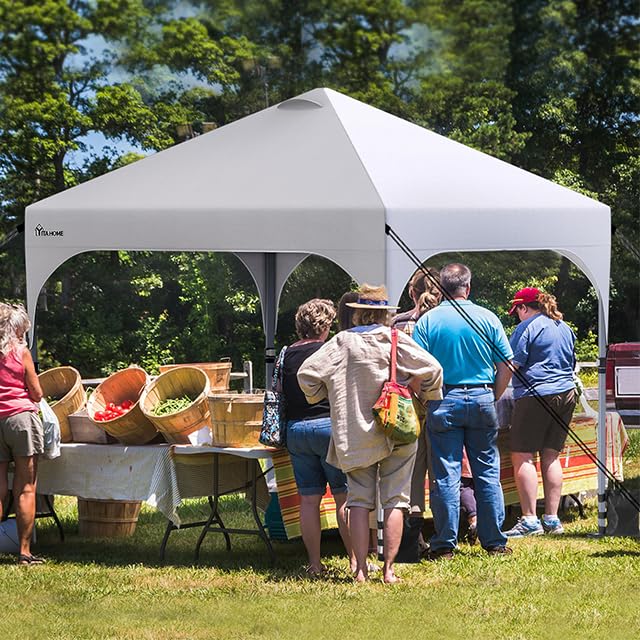 YITAHOME 3X3Meter wasserdichte Pavillon Faltpavillon, Faltbarer Stabil Pop up Pavillon Outdoor Anti-UV Gartenpavillon Höhenverstellbarfür Alle Jahreszeiten Für Märkte Pool Festival, Schwarz