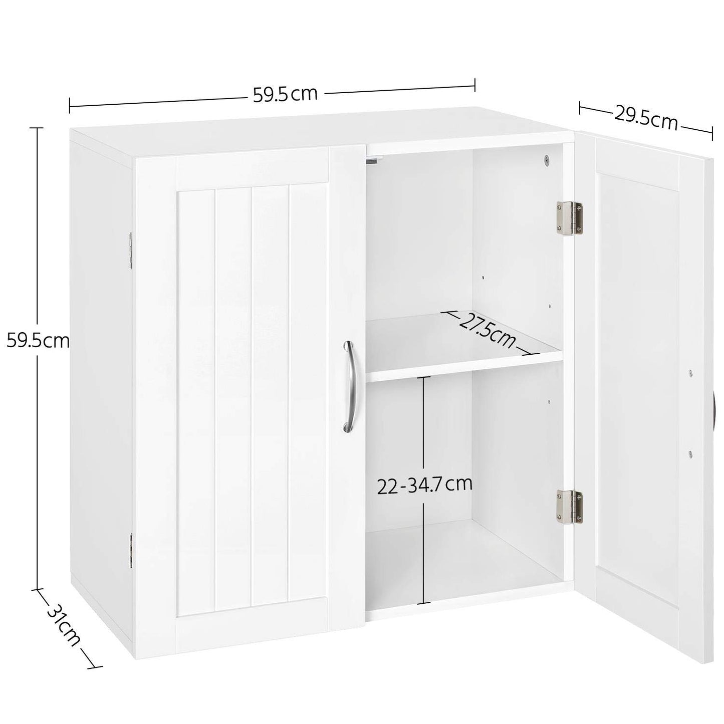 Yaheetech Bathroom Cabinet Wall Cabinet with 3 Doors Bathroom Cabinet Wall Shelf Kitchen Cabinet with Height-Adjustable Shelf for Bathroom Kitchen Laundry Room 75 x 31 x 60 cm