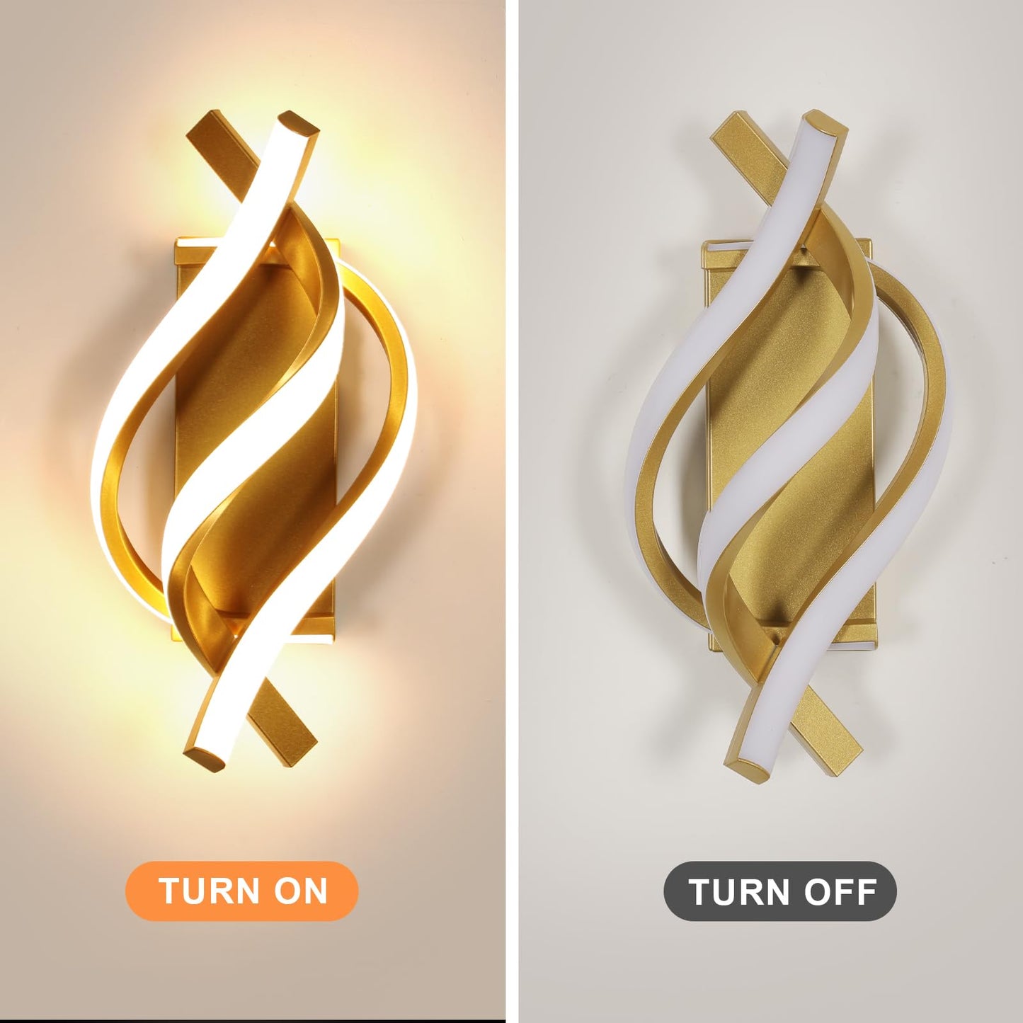 Comely Aluminium LED Wall Light Indoor Gold 22 W 2500 LM Modern Wall Light LED Wall Lighting Neutral Light 4500 K for Living Room Bedroom Hallway
