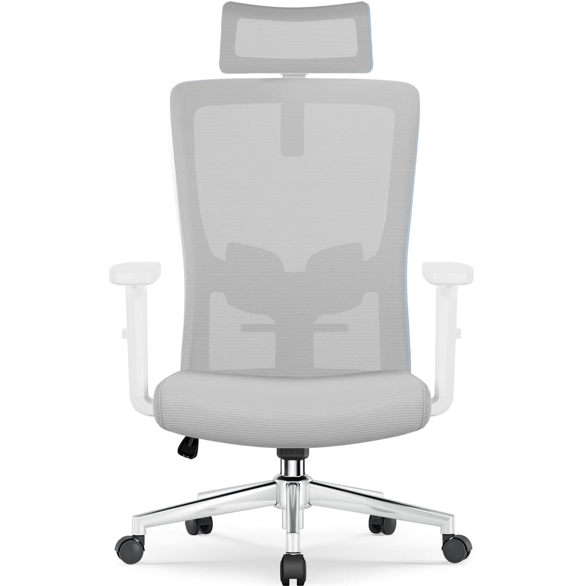 Ergonomic Office Chair with Adjustable Lumbar Support, Armrests and Headrest, Swivel Office Chair 150 kg, Desk Chair, Executive Chair, Rocker Function up to 135°