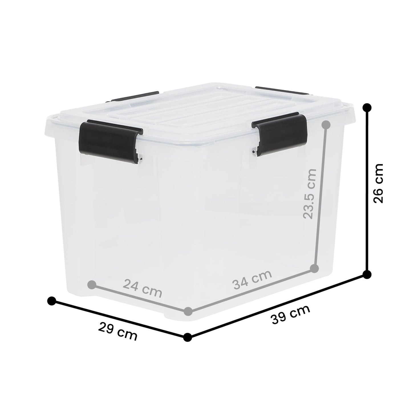 Iris Ohyama Airtight Plastic Storage Boxes with Lids, 20L, Set of 3, Black, Hermetic Waterproof Closure, Heavy Duty Snap Latches, Stackable, Dustproof, BPA-Free, DDAT-SD
