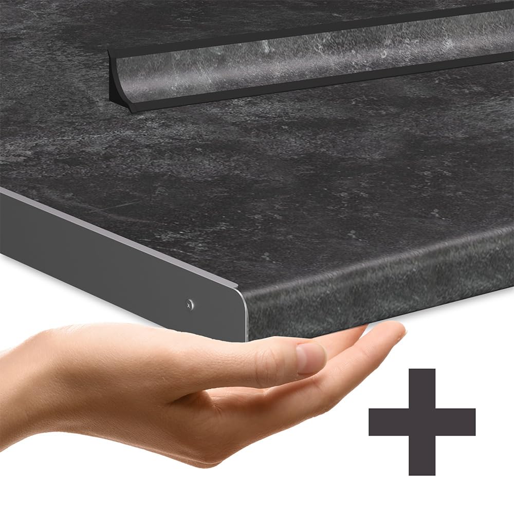 Vicco Küchenzeile Fame-Line, Anthrazit Hochglanz/Goldkraft Eiche, 300 cm mit Hochschrank, ohne Arbeitsplatte