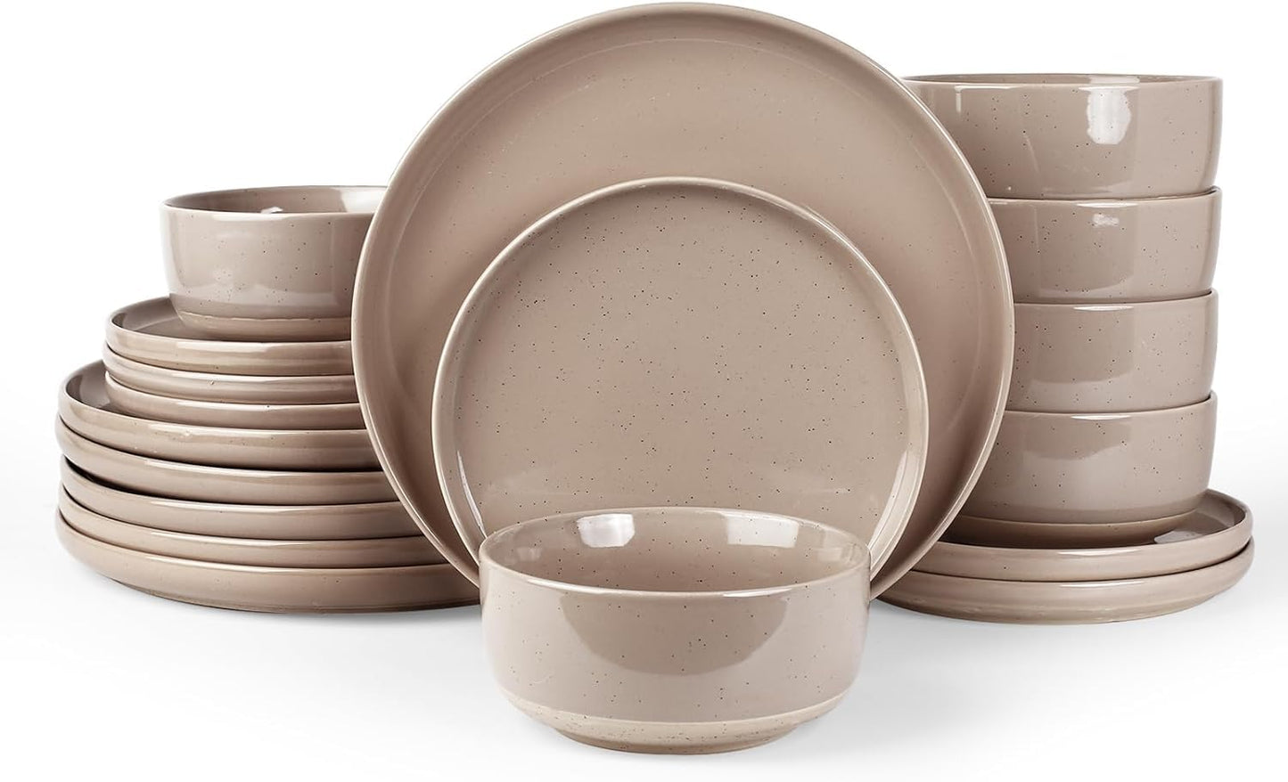 Starlight Crockery Set, 18-Piece Plate Set, Crockery Set for 6 People, Ribbed Textured Tableware, Microwave & Dishwasher Safe, Anti-Scratch, Reactive Glaze, Matt Black Grey