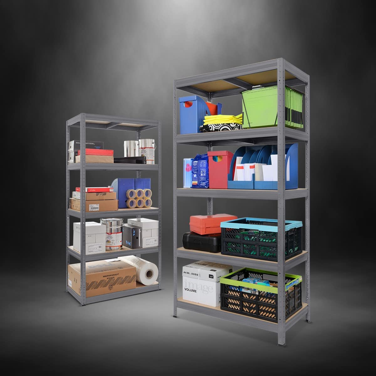 Heavy Duty Shelving Type S+ Black - 750 kg Load Capacity - H x W x D 180 x 90 x 60 cm - Boltless Shelving Unit with 5 Shelves - 150 kg Shelf Load - Made in EU - Sturdy Metal Shelf - Storage