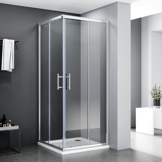 SONNI Shower Cubicle 80 x 80 x 185 cm, Corner Entry, Shower Enclosure, Double Sliding Door, Real Glass