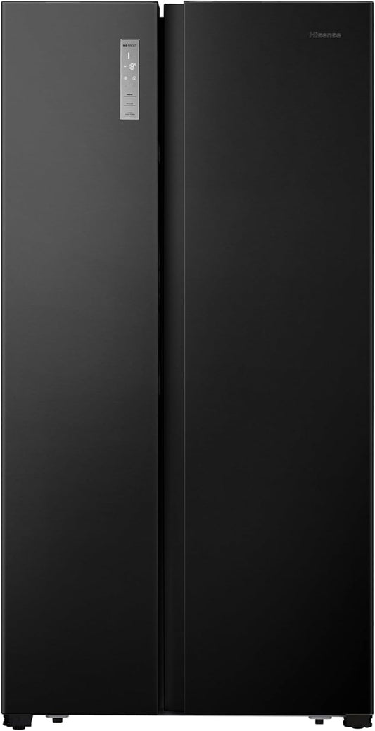 Hisense RS677N4BFD Side by Side Kühl-Gefrierkombination/ Inverter-Kompressor/ Flaschenablage/ 2 FreshZone/Gemüsefach / Kühlteil 334 l/ Gefrierteil 185 l/ 41 dB/ 247 kWh/ Jahr, Schwarz