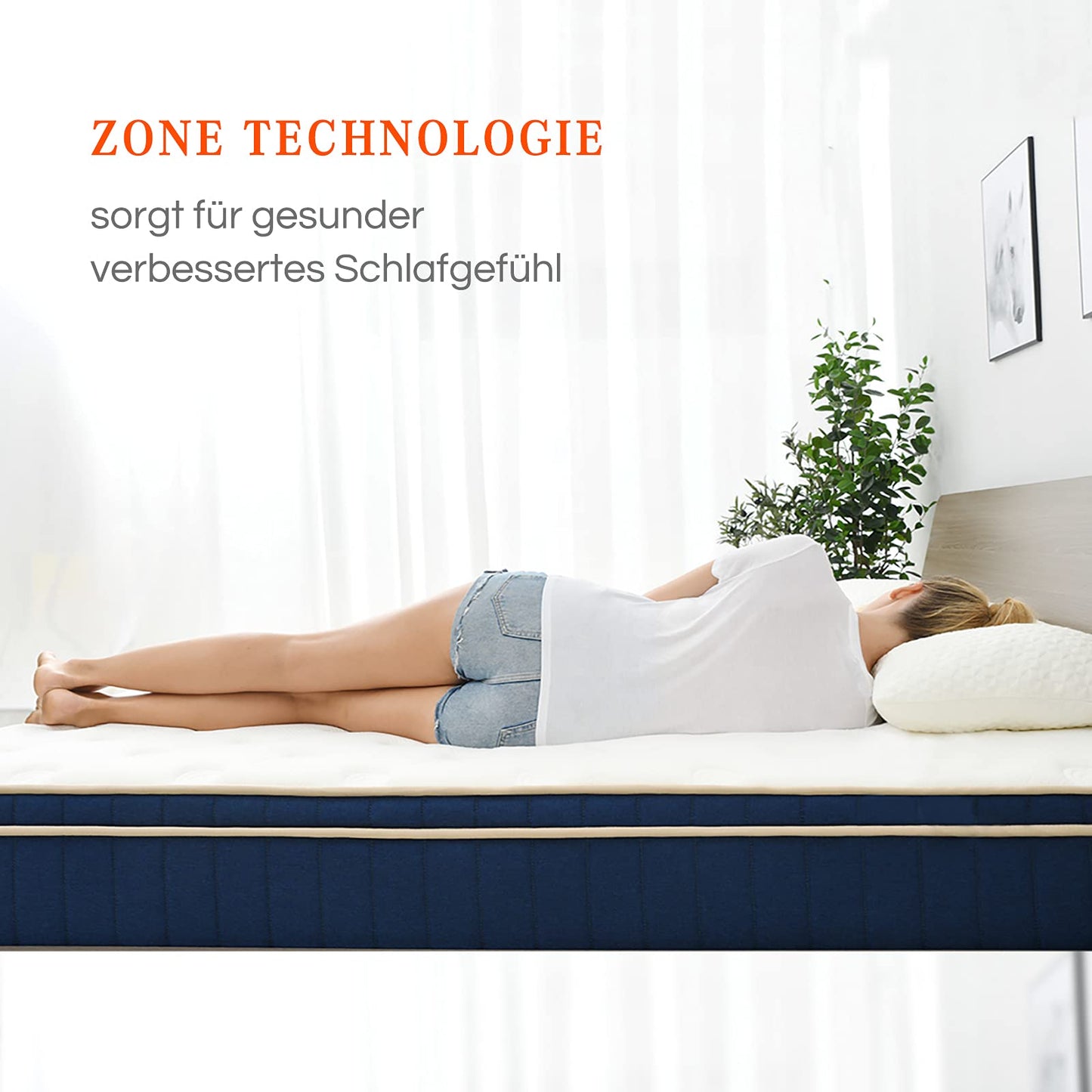 Sweetnight Mattress 160 x 190 cm, Pocket Spring Core Mattress with 7-Zones, Breathable, Orthopaedic, Height 20 cm, Hardness H4