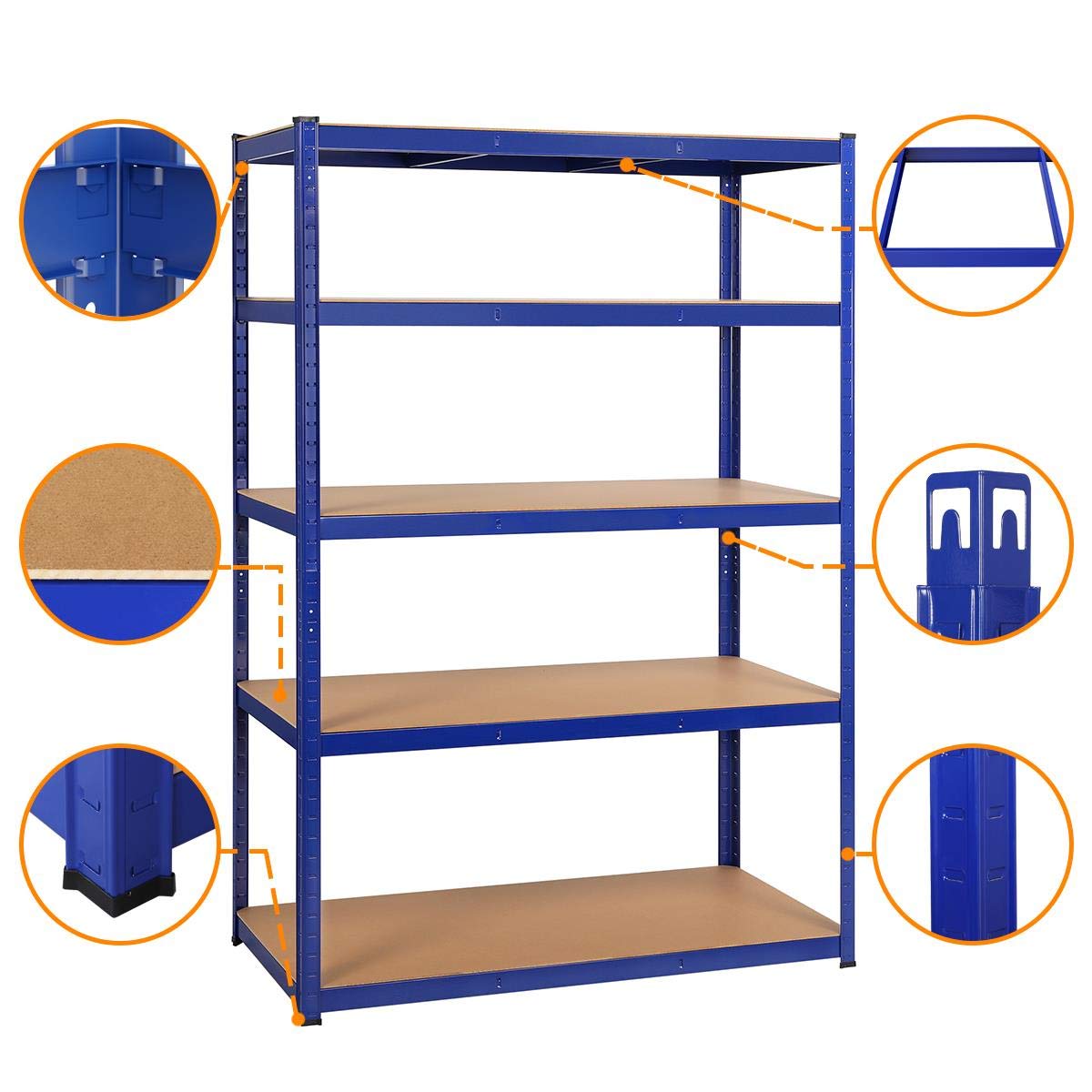 Yaheetech Heavy Duty Shelving Unit 180 x 120 x 60 cm 5 Shelves Metal Shelf Maximum Load 875 kg Cellar Shelving Unit Workshop Shelf