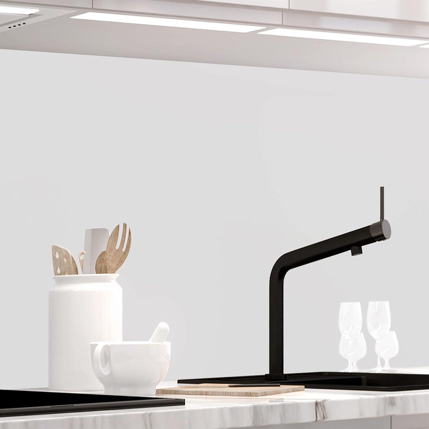 Stickerprofis Kitchen Splashback, Matte, Self-Adhesive, Pure White, 1.8 mm, Hard Plastic, for All Surfaces, Splash Guard, Premium, 60 x 280 cm