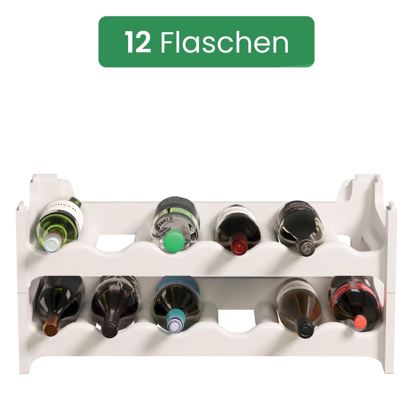 Artecsis Stackable Plastic Wine Rack for 48 Bottles, Sturdy Catering Quality Bottle Rack, Modular Expandable, Black