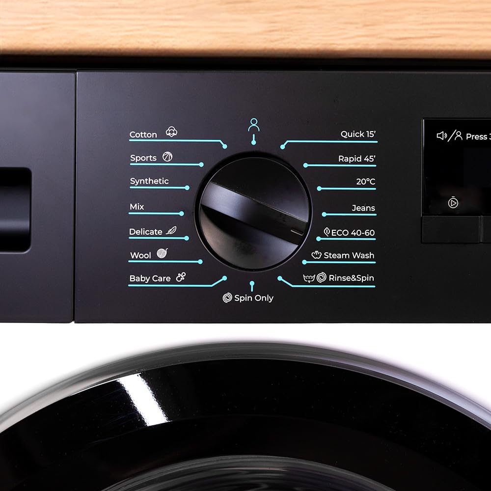 Cecotec 9 kg Carg Front Bolero Dresscode 940 BI Inverter A, 1950 W, 1400 U/min programmierbar, 16 Programmierbare Programme, Energiesparend, Delay Start, LED-Display, Dampf SteamMax.