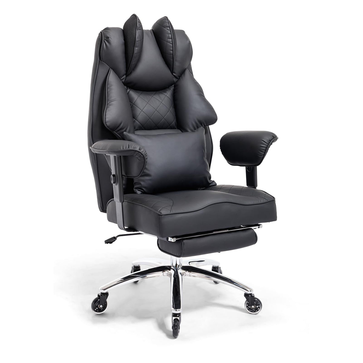 Ergonomic Office Chair 200 kg, Executive Chair with Footrest, Desk Chair with Lumbar Cushion, Comfortable XXL Wide Seat, Thickened Padded, Height Adjustable, Imitation Suede