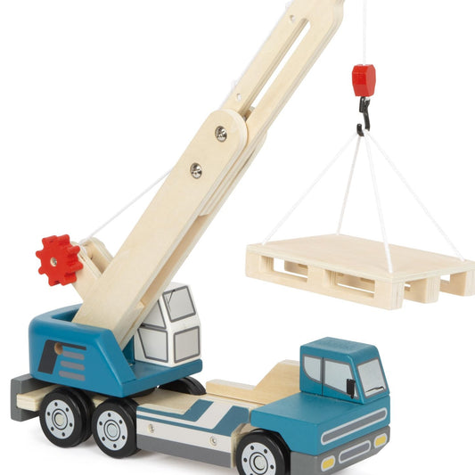 small foot Crane Truck with Wooden Pallet, Toy Vehicle for Children, with 360° Rotating Crane and Accessories, from 2 Years, 12639