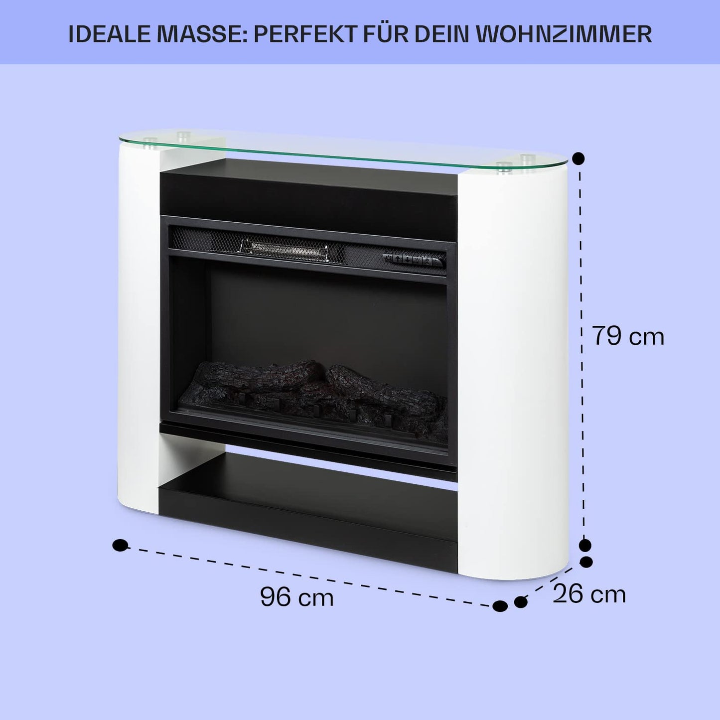 Klarstein Elektrokamin, Elektro Heizungen für Wohnzimmer & Innenräume, Elektrischer Kamin mit LED Flammen, Sparsamer Elektroofen, Heizlüfter mit Timer, Einstellbarer Thermostat, Heizung 1800 W