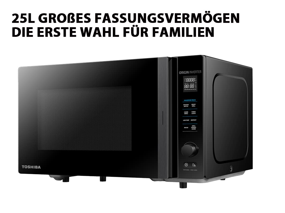 Toshiba MW3-AG20PE(BK) Mikrowellen mit Grill 20L 3-in-1 Mikrowellenherd, Chef-Abtauung, Mikrowelle, Grill, Kombi, 5 Leistungsstufen, 8 Automatikprogrammen, Einfacher Reinigung, Schwarz