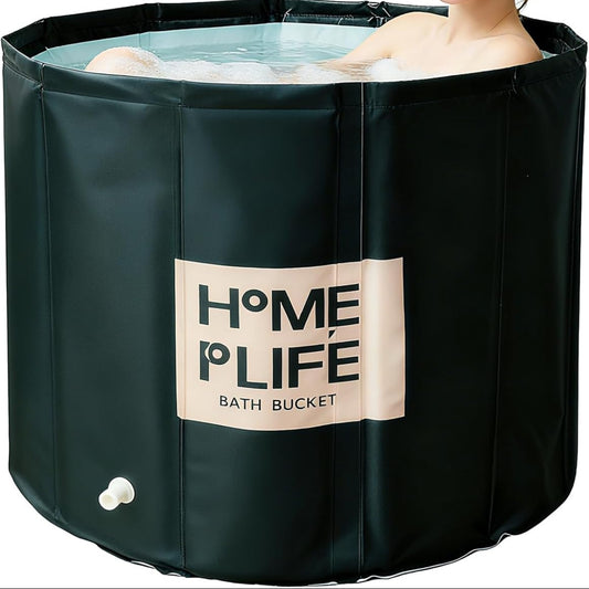 Foldable Bathtub for Shower, Freestanding Bathtub for Hot Bath and Ice Bath, Ice Bath for Adults (80 x 65 cm)