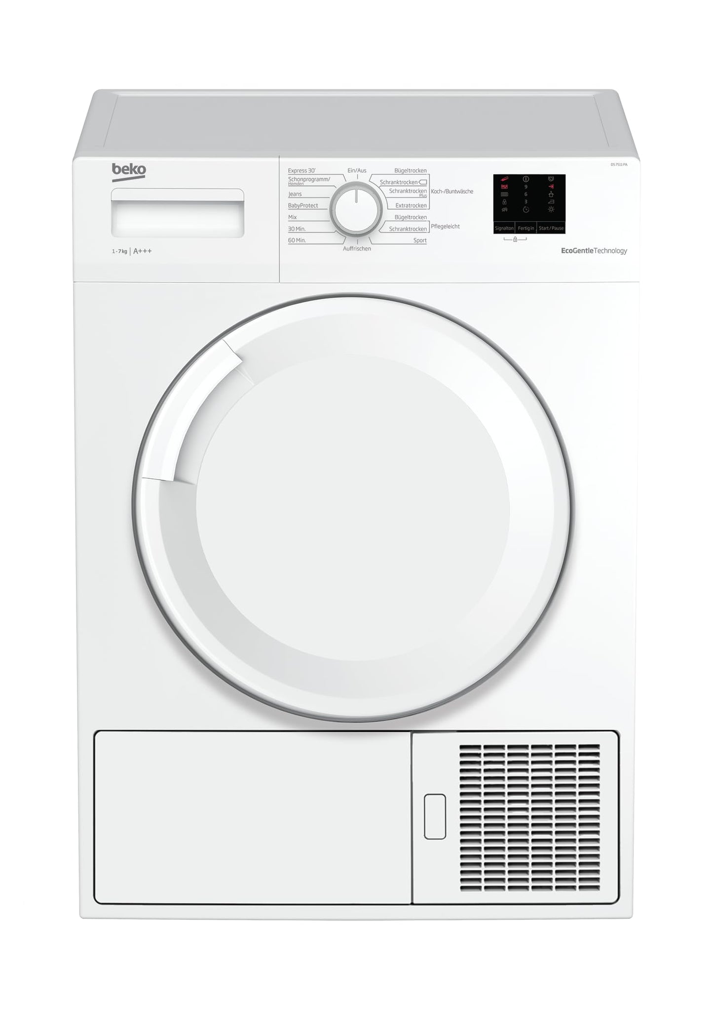 Beko BM3T38210W1 Heat Pump Dryer, Tumble Dryer, 8 kg, Suitable for Allergy Sufferers, Hygiene Drying & Refreshing Hygiene, 15 Programmes, Express, White