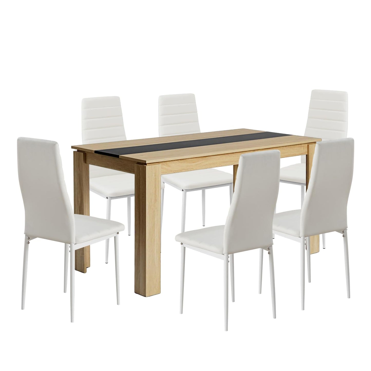 FURNITABLE Esstisch mit 4 Stühlen Esszimmergruppe, 4er Set Esszimmerstühle und Rechteckig Holztisch Essgruppe für Wohnzimmer Küche Büro (110 * 70cm Tisch+4 Schwarz Stühle)