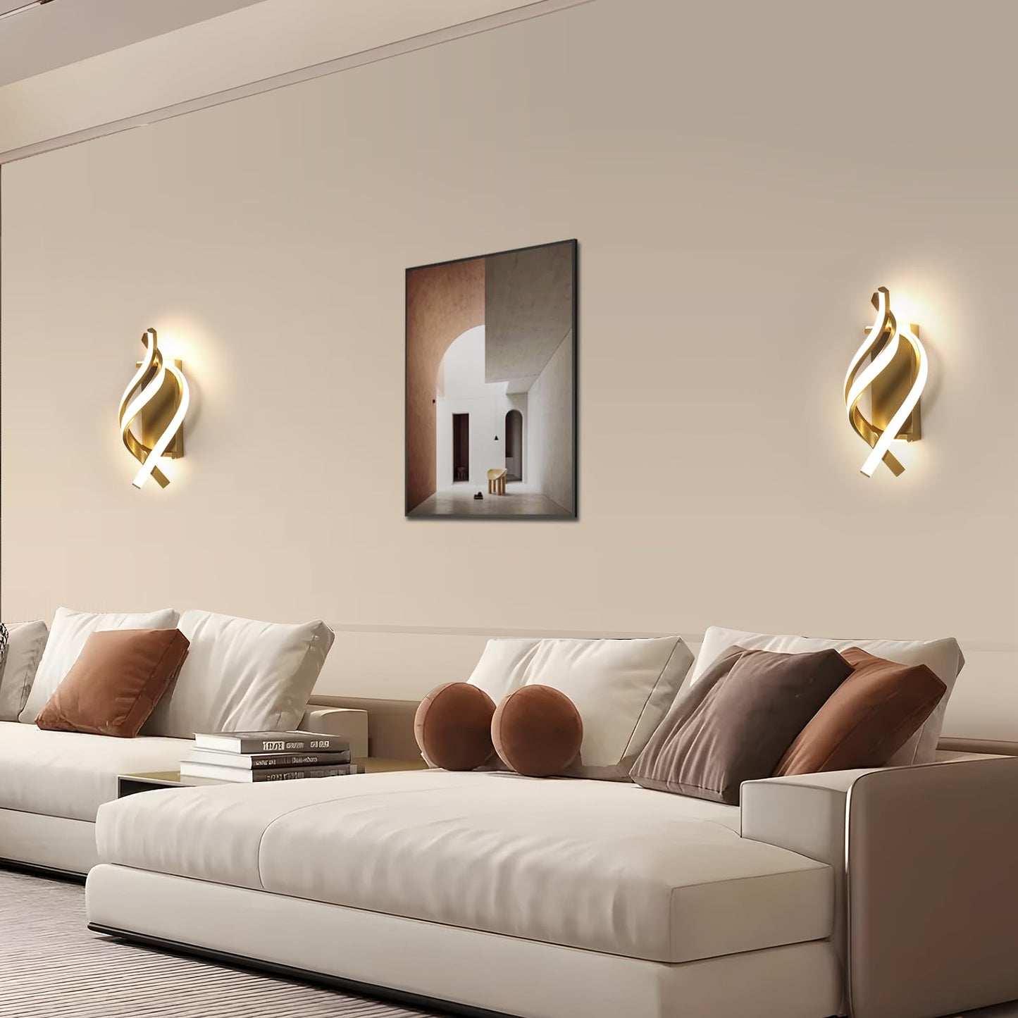 Comely Aluminium LED Wall Light Indoor Gold 22 W 2500 LM Modern Wall Light LED Wall Lighting Neutral Light 4500 K for Living Room Bedroom Hallway