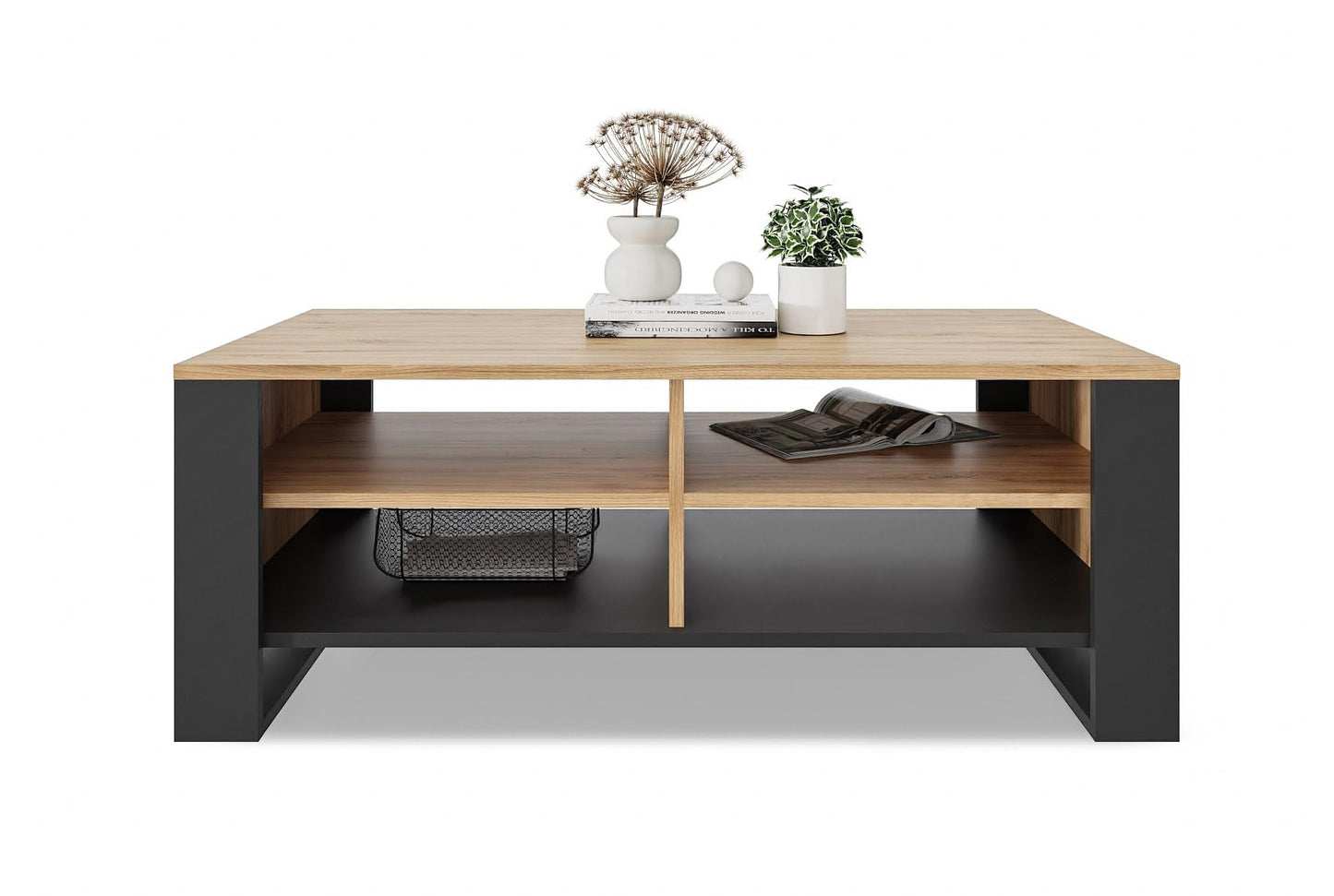 Meble Pitus Coffee Table - Living Room Table Modern - Coffee Table with Storage Space 90 x 50 x 50 cm - Table for Living Room - White