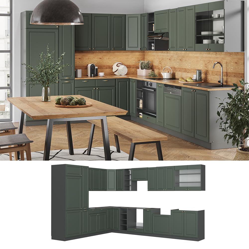 Vicco Fame-Line Corner Kitchen 257 x 347 cm White High Gloss / Anthracite without Worktop