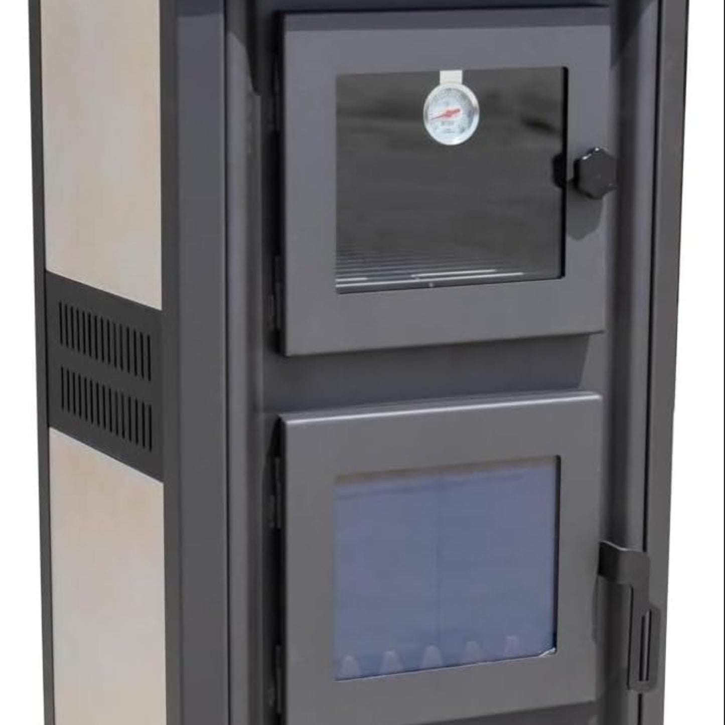 Fireplace with Baking Compartment, White Wood Stove, 12.1 kW, Fireplace, Ambasador Stove, Permanent Burning Stove, Workshop Stove, Swedish Stove, Hut Stove Heating Oven