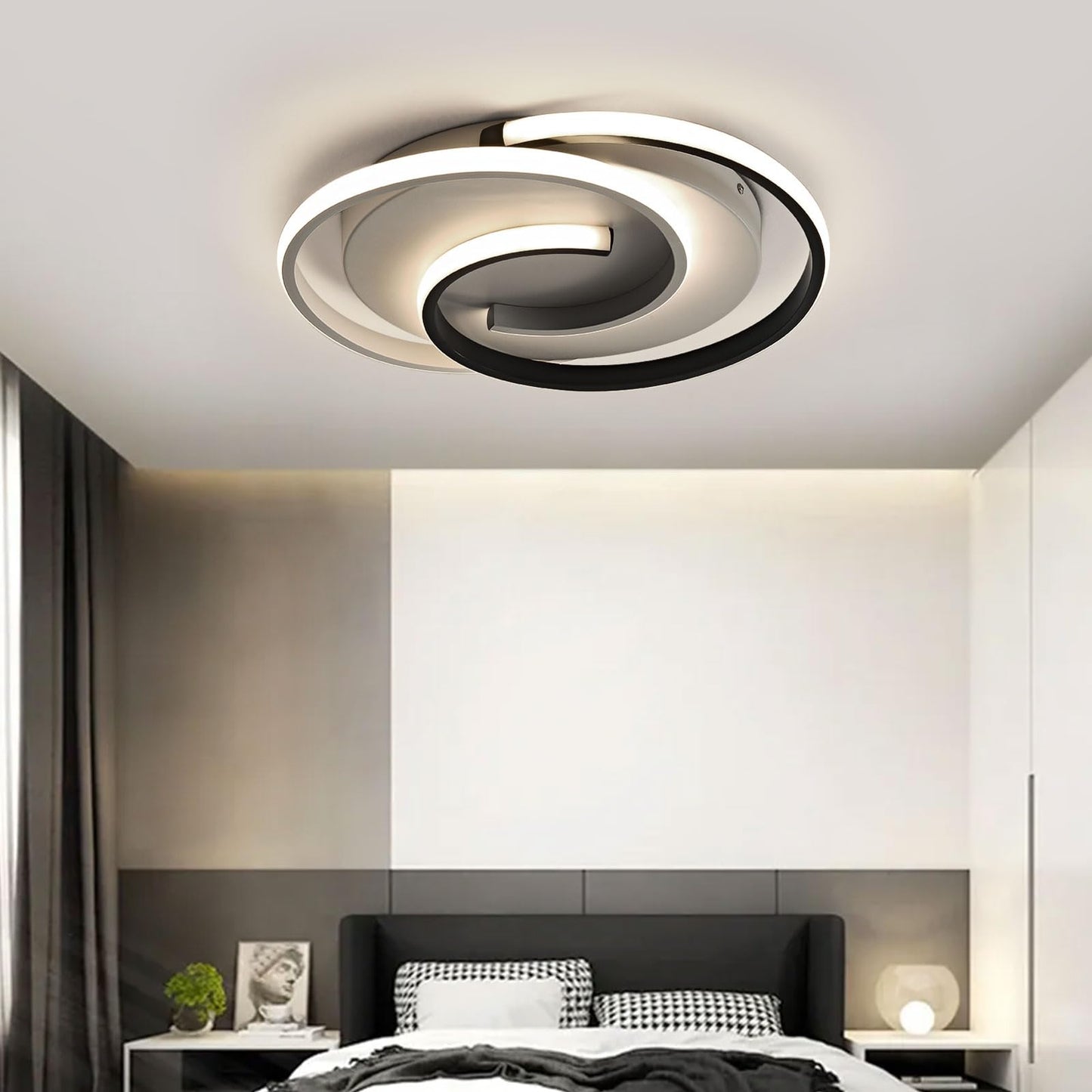 Ceiling Light with Remote Control, Dimmable Ceiling Light Bedroom with Matte Compatible with HomeKit, Alexa, Google & IFTTT, 32 W, 3840 lm, Modern LED Ceiling Light for Bedroom, Living Room, Diameter 40 cm