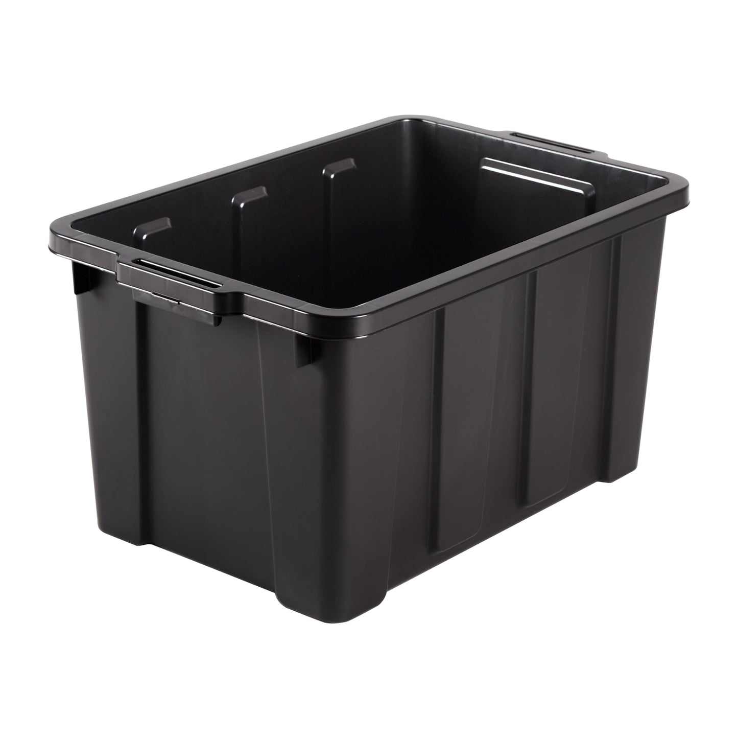 Iris Ohyama, 100L Plastic Storage Box with Heavy Duty Lid, Set of 2, Black, Stackable, Garage Shelves, Moving Moving Plastic Tool Box Storage Box UTB-27