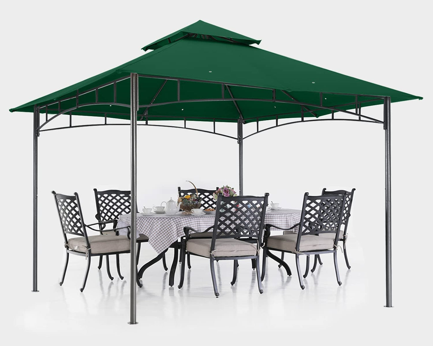 ABCCANOPY Pavillon 2.5x2.5m Wasserdicht Stabil Winterfest Gartenpavillon，Doppeldachweichdach Hinterhof-Partyzelt mit Netz für Schatten und Regen,Grau