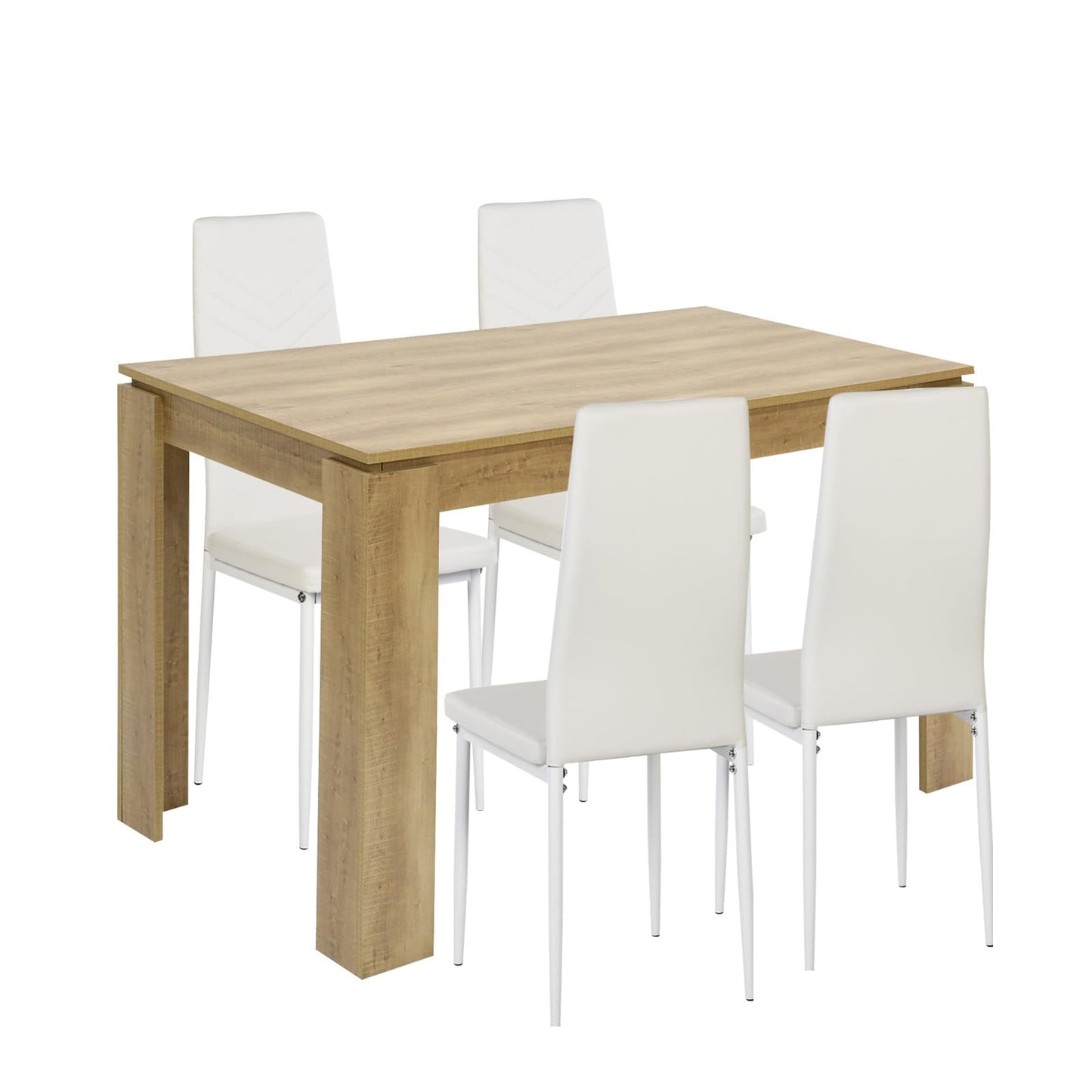 FURNITABLE Esstisch mit 4 Stühlen Esszimmergruppe, 4er Set Esszimmerstühle und Rechteckig Holztisch Essgruppe für Wohnzimmer Küche Büro (110 * 70cm Tisch+4 Schwarz Stühle)